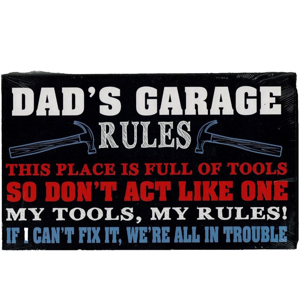 Man Cave Wood Sign Wall Plaque Dad Fathers Day Tools Gift Dads Garage Rules